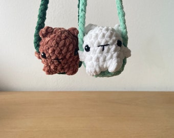 ALTALENA ORSETTO Decorazione auto specchietto all'uncinetto pupazzo peluche amigurumi animale orso polare