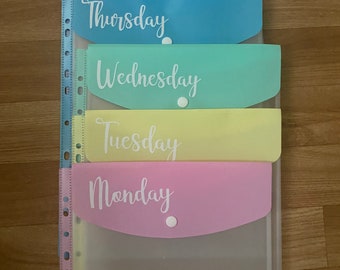 Monday to friday Planners  LABELS Organisation labels for folders or wallets vinyl labels for folder monday to friday stickers