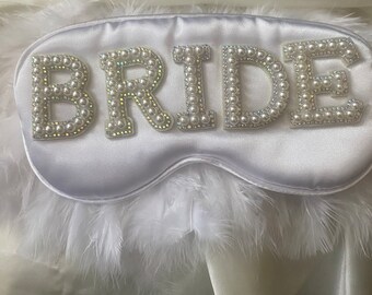 Personalised Bride eyemask gift for bride bride to be gifts pearl rhinestone eye mask bride eyemask