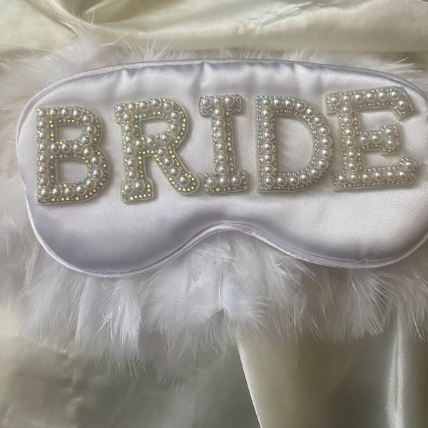 Personalised Bride eyemask gift for bride bride to be gifts pearl rhinestone eye mask bride eyemask