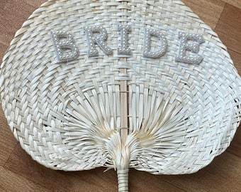 Bride fan Bambo bride fan handmade personalised fan wedding fan embellished bride fan rhinestone bride fan