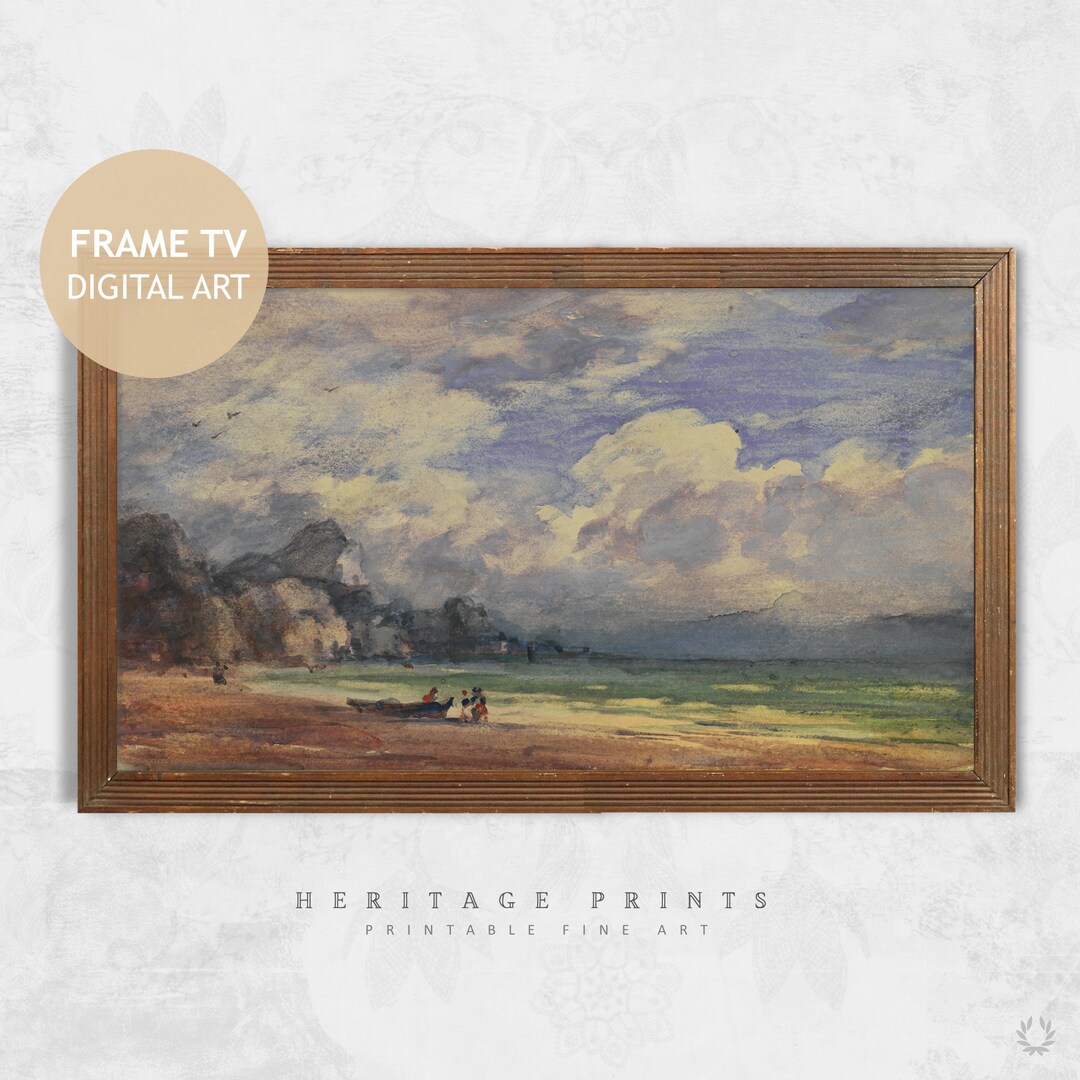 Samsung Frame TV Art, Vibrant Coastal Style Vintage Digital Art Frame