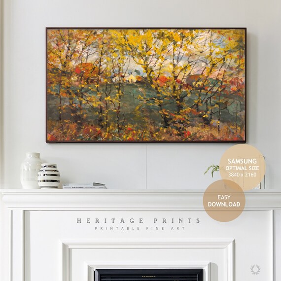 Samsung Frame Tv Art Gallery Set Of 4 Fall Autumn Paintings Etsy