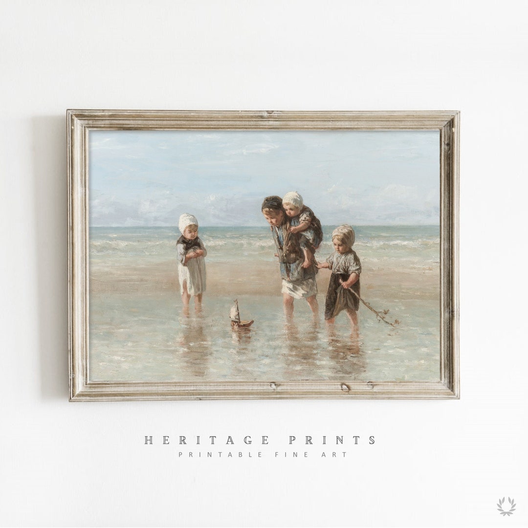 Vintage Nursery Wall Art, Kids Room Printable Painting, Retro Nursery