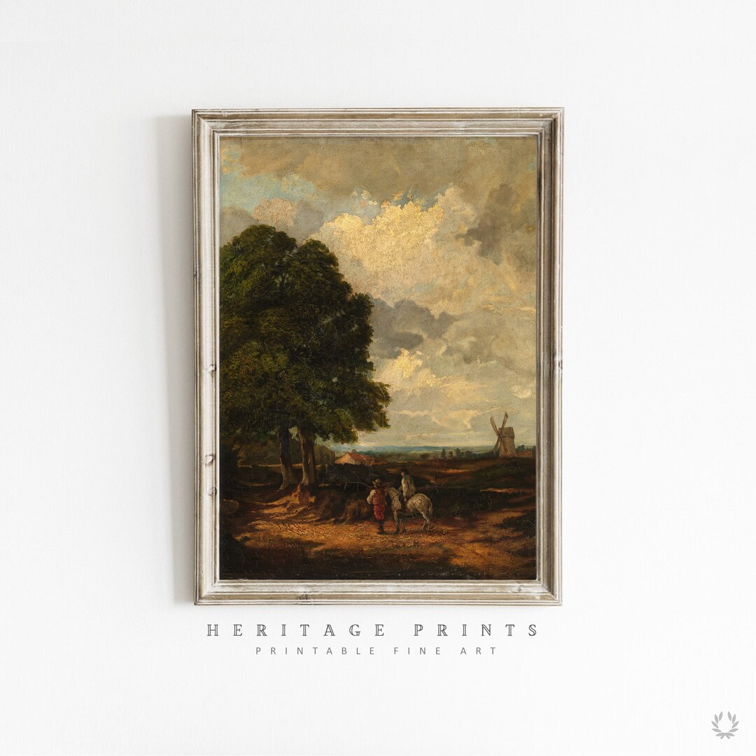 Vintage Farmhouse Wall Decor, Countryside Printable Oil Painting ...
