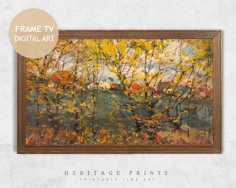 Samsung Frame TV Art, Fall Autumn Painting, Modern Farmhouse Digital Art for The Frame, Watercolor Abstract Season Vintage TV Art Donwload