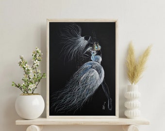 Hand painted watercolor painting, peacock, original artwork, wall decor