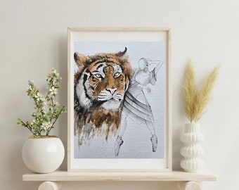 Hand painted watercolor paintings, tiger, original artwork, wall decoration