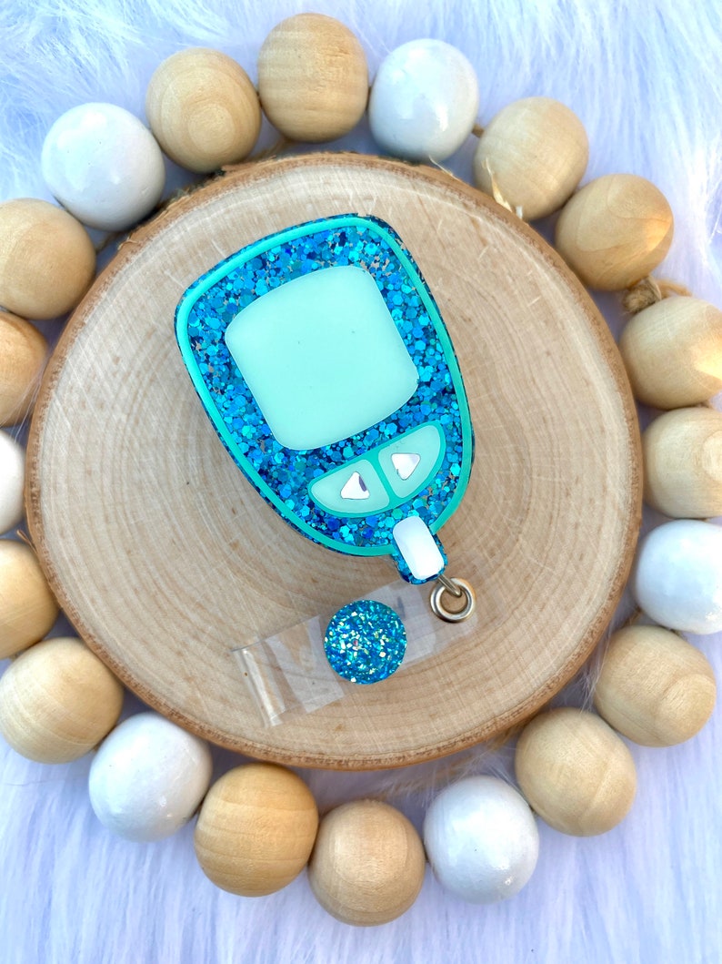 Medical Badge Reel Blood Sugar Endocrinologist Badge Reel Retractable ID Badge Holder Glucose Meter Badge Reel Diabetic