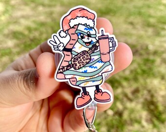 Christmas Tree Cake Badge Reel, Christmas Badge Reel, Holiday Badge Reel, Nurse Badge Reel, Nurse Gift,  Retractable ID Holder