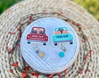 Fall Badge Reel, Fall truck Badge Reel, Nurse Badge Reel, Pumpkins Badge Reel, Thanksgiving Badge Reel,  Retractable ID Badge Holder