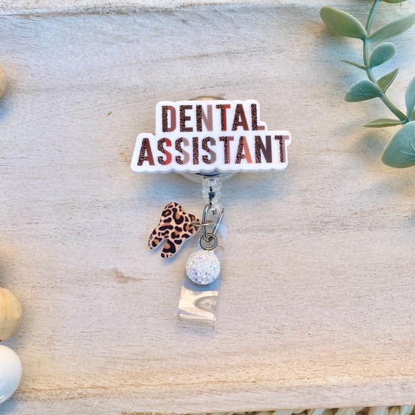 Dental Assistant Badge Reel, CDA Badge Reel, Medical Badge Reel, Leopard Tooth, Dental Badge Reel, Dental Office ID Holder, Dentist Gift