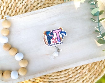 Physical Therapist Badge Reel, PT Badge Reel, Retractable ID Badge Holder, Nurse Badge Reel, PT Gift