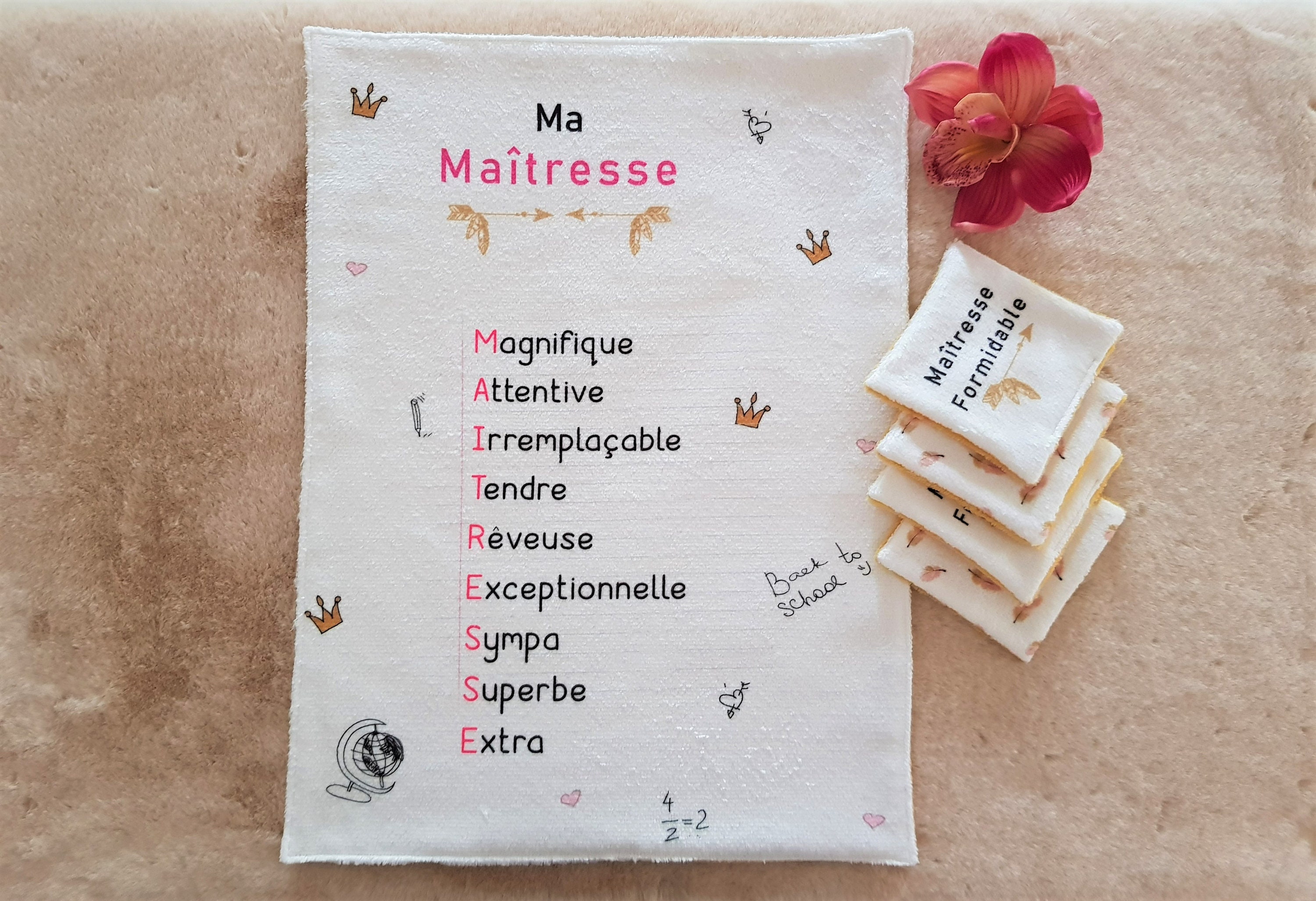 Essuie Mains et Lingettes Ma Maîtresse/Cadeau Pour Les Institutrices