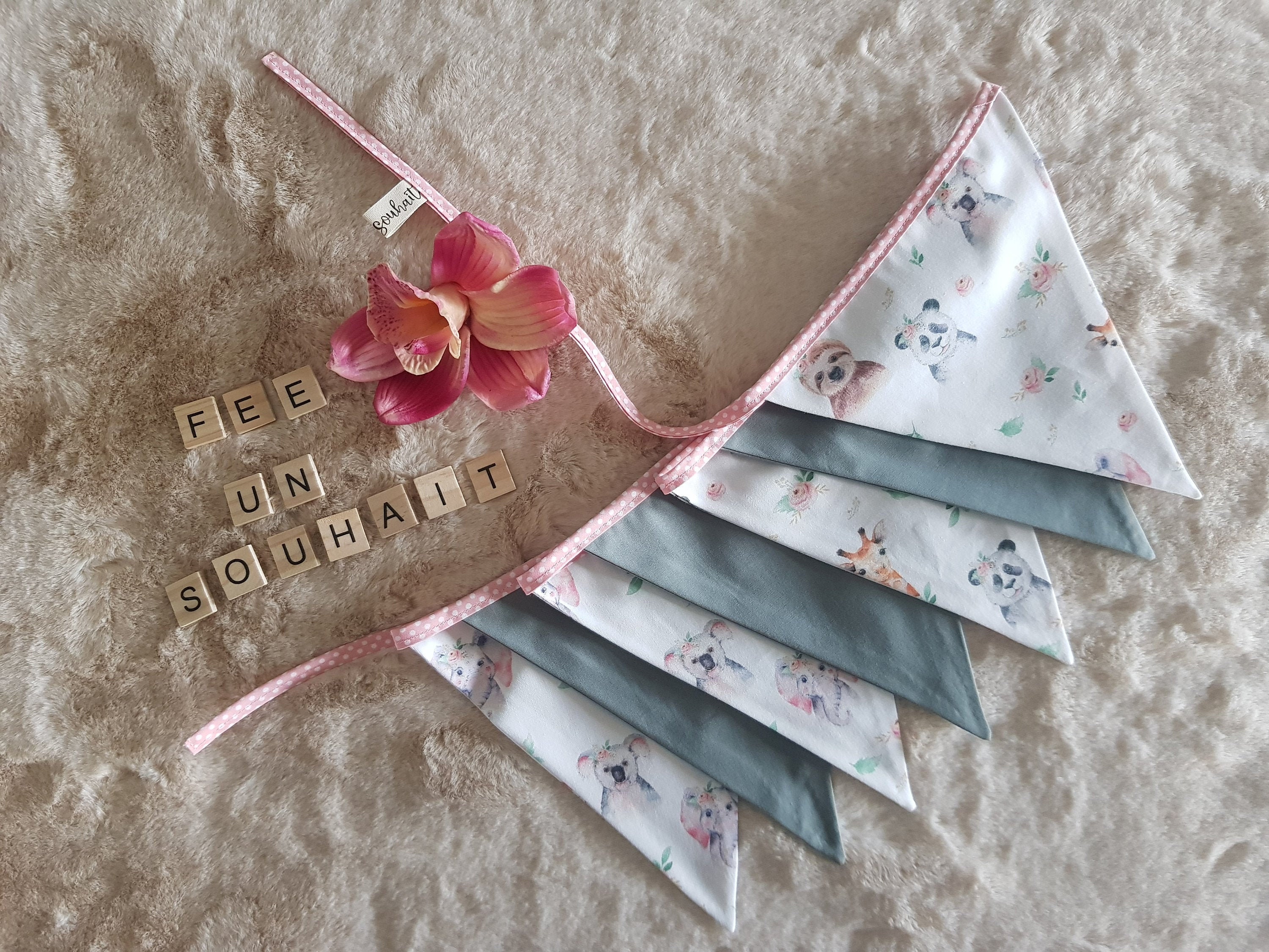 Guirlandes de Fanions en Tissu - Thème Animaux