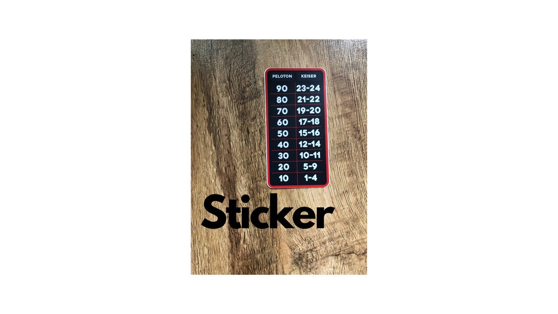 Peloton sticker Keiser resistance conversion chart NEW