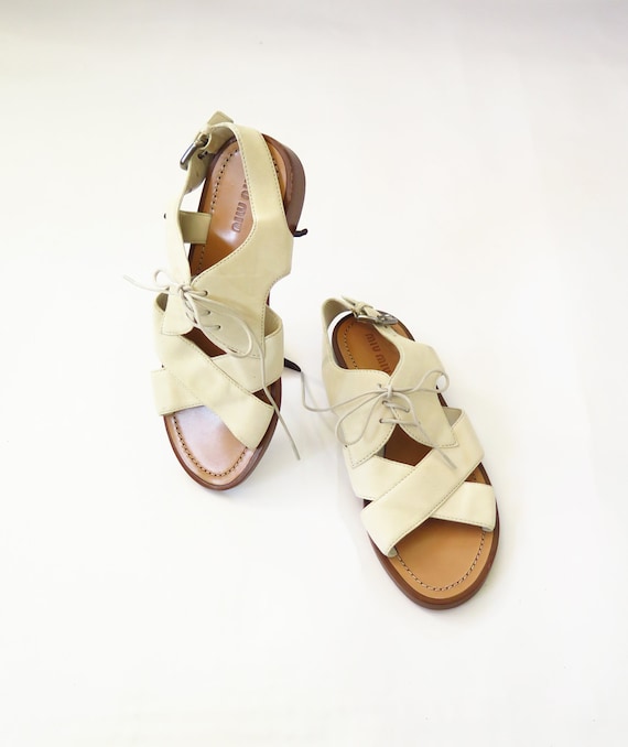 Miu Miu Designer Summer Leather Sandals E U 35