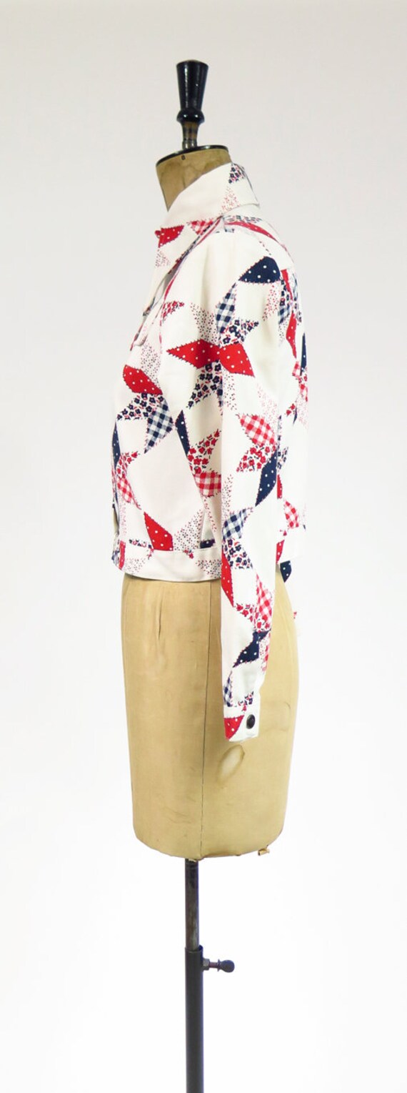 Vintage 1960s 1970s Patchwork Patterned Denim Jea… - image 4