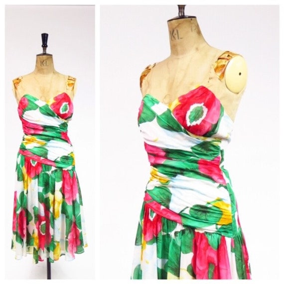 Original Vintage 1980s Patterned Bustier Sleeveles