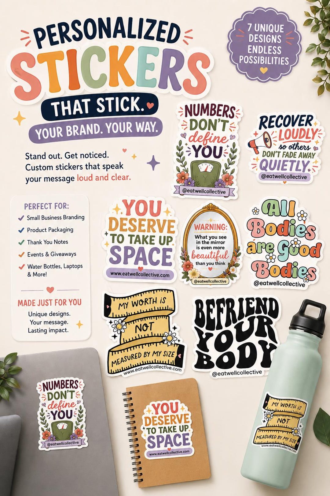 Personalized Body Positive Stickers | Mental Health & Recovery Vinyl ...
