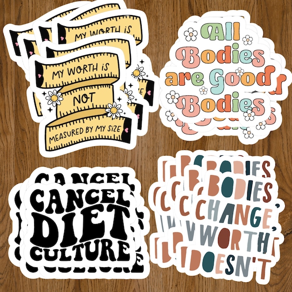 Discounted Bulk 100 Pack of Body Positivity Anti-Diet Culture Stickers