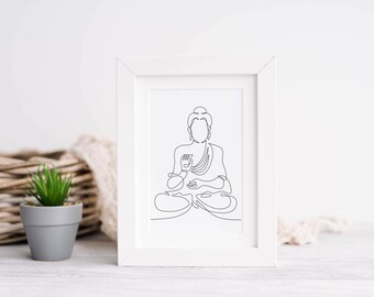 Boeddha lijn kunst digitale print - png-jpg-ai-eps-pdf