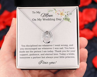 To My Mom on My Wedding Day, Wedding Day Gift from Daughter, Jewelry Wedding Present For My Mom, Pendant Wedding Gift For My Mother