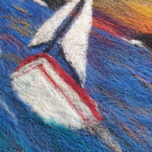 Boat art framed sailing original art