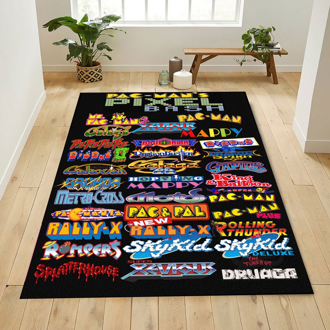 Classic 80s Arcade Game list Area Rug Game Room Decorative Etsy