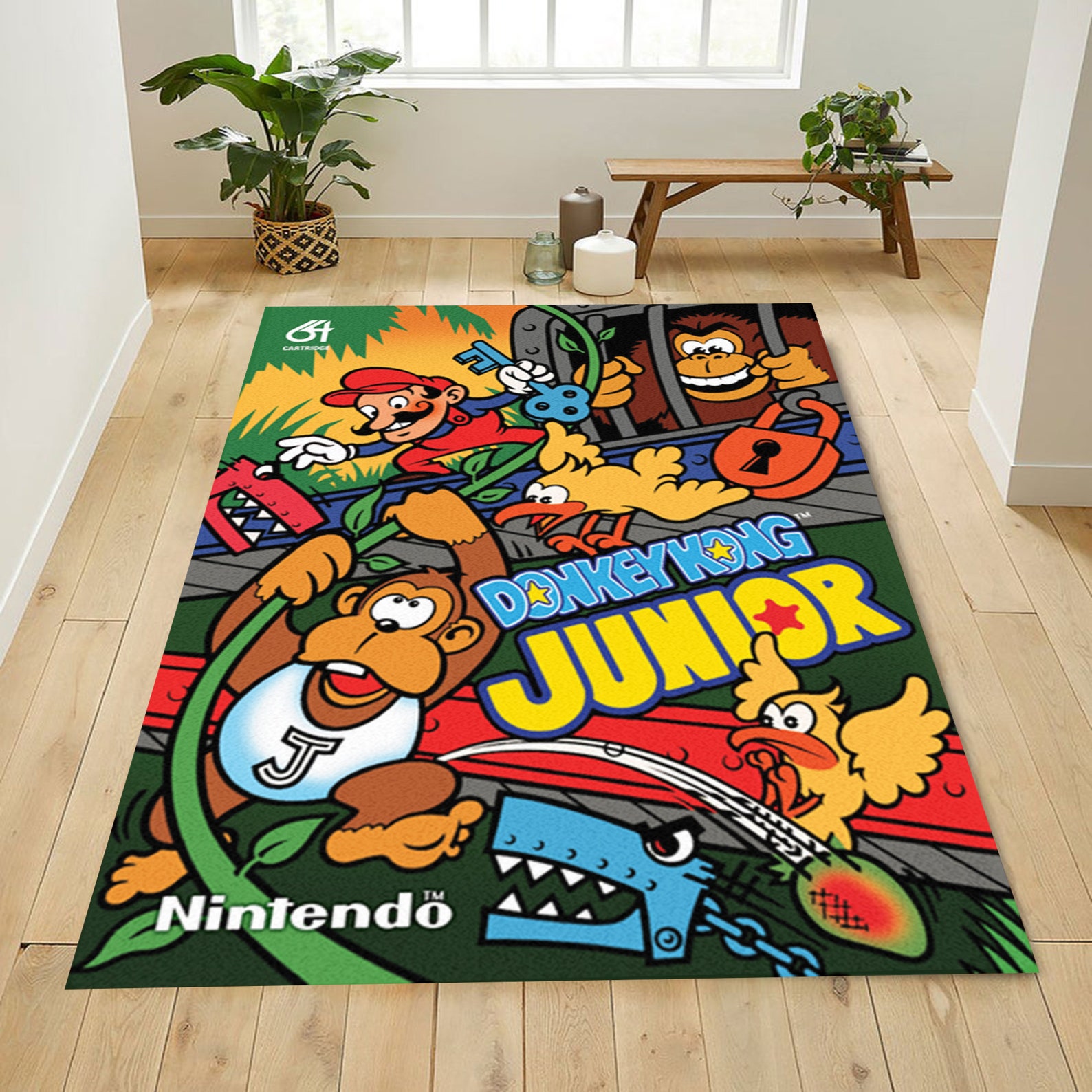 Donkey Kong Jr. Retro Gaming Area Rug Game Room Decorative Etsy