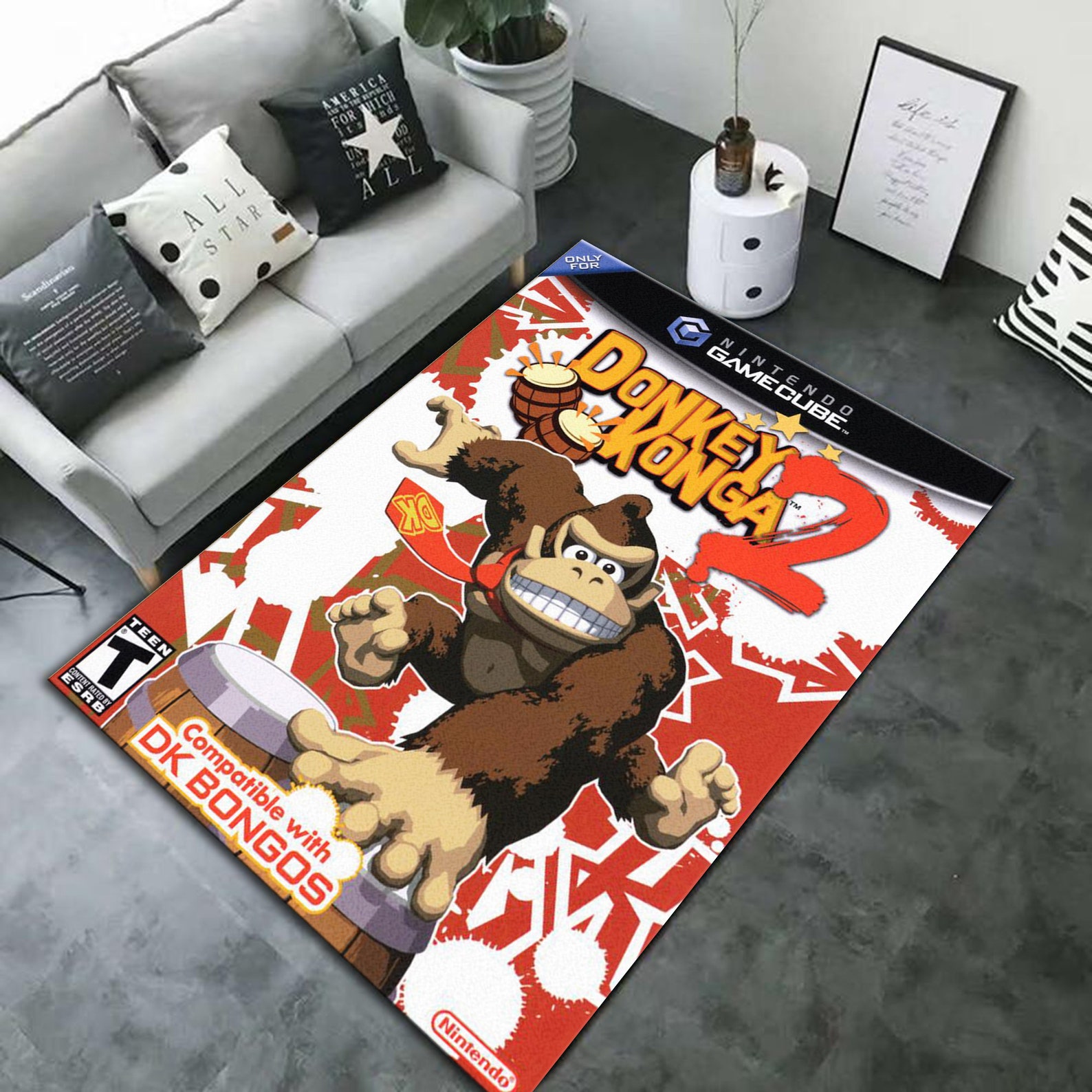Donkey Konga 2 Nintendo NES Retro Gaming Area Rug Game Room Etsy