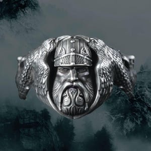 Odin Viking Ring: Silver Norse Mythology Pagan Jewelry