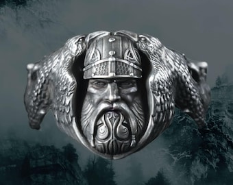 Odin Viking Ring: Silver Norse Mythology Pagan Jewelry