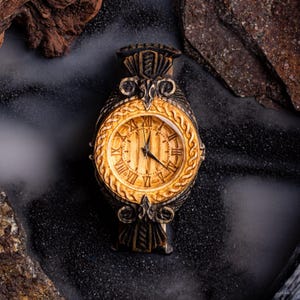 Hugin and Munin Ash Wood Watch: Engraved Viking Symbol