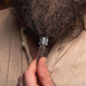 Viking Beard Bead, 925 Sterling Silver Odin And Valknut Design