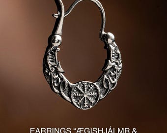 Handcrafted Sterling Silver Viking Earrings: Aegishjalmur Dragon Design