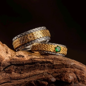 Slavic Wedding Rings: Sterling Silver & Gold with Gemstones
