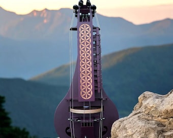 Hurdy Gurdy "Flower of Life" – Violet Edition | Ethnic Wheel Lyre, Medieval Instrument