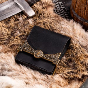 Cartera vikinga, Fehu, Cartera de hombre, Runas vikingas, Cartera de guerrero, Cartera nórdica, Cartera Wicca, Joyería pagana, Runas Futhark