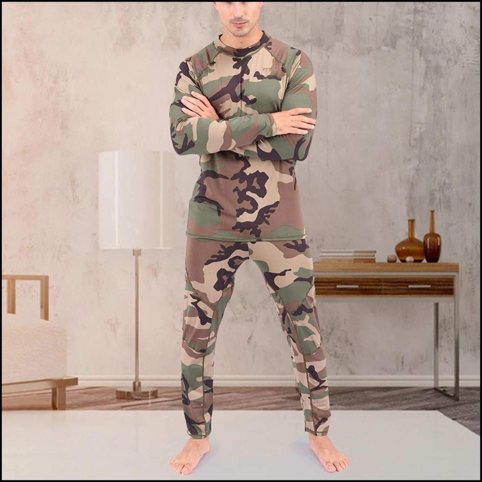 NEW Pajama Sets Men Camouflage Print Long Sleeve Top Pants Etsy