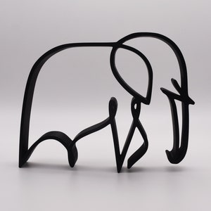 Line Art Elephant Sculpture, Minimalist Home Decor, Tabletop Ornament, Housewarming Gift