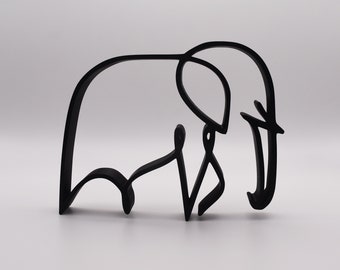 Line Art Elephant Sculpture, Minimalist Home Decor, Tabletop Ornament, Housewarming Gift