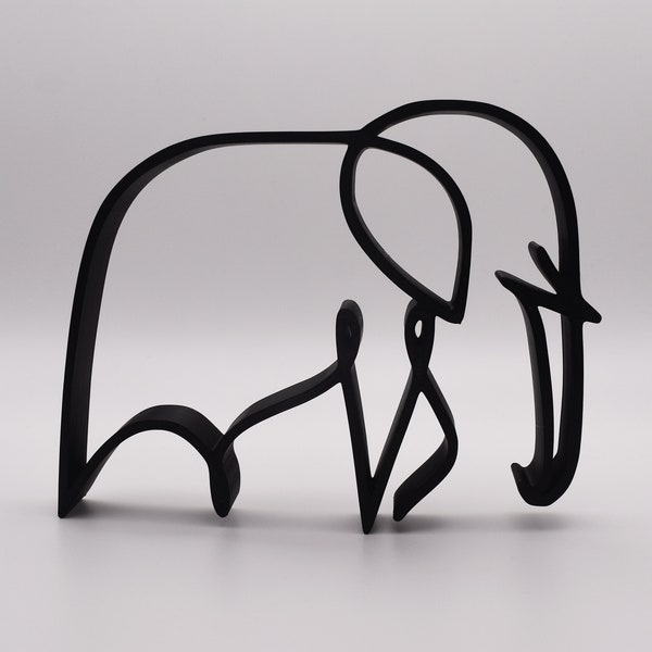 Line Art Elephant Sculpture, Minimalist Home Decor, Tabletop Ornament, Housewarming Gift