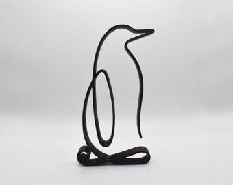 Line Art Penguin Sculpture, Minimalist Home Decor, Tabletop Ornament, Housewarming Gift