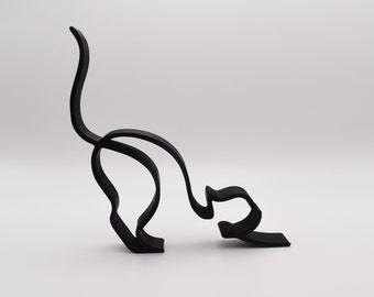 Line Art Cat Sculpture, Minimalistisch Home Decor, Tafelblad Ornament, Inwijdingsfeest Cadeau