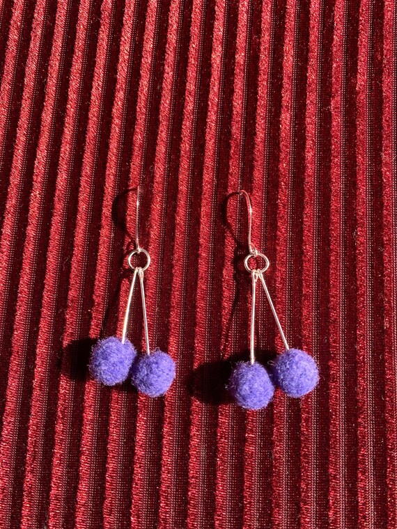 Purple 'cherry' Felted Earrings