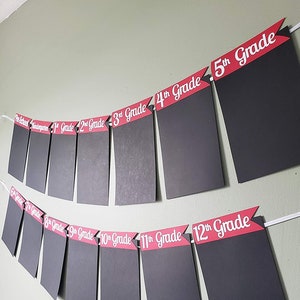 Graduation photo banner with school pictures. Fully customizable to specific school colors. Graduation party decor
