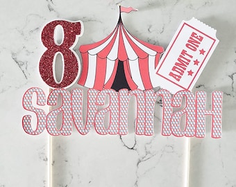 carnival themed birthday cake topper