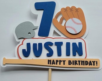 Baseball Birthday 3D customizable cake topper with name and age.