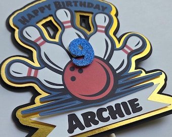 Bowling Birthday cake topper with name and age